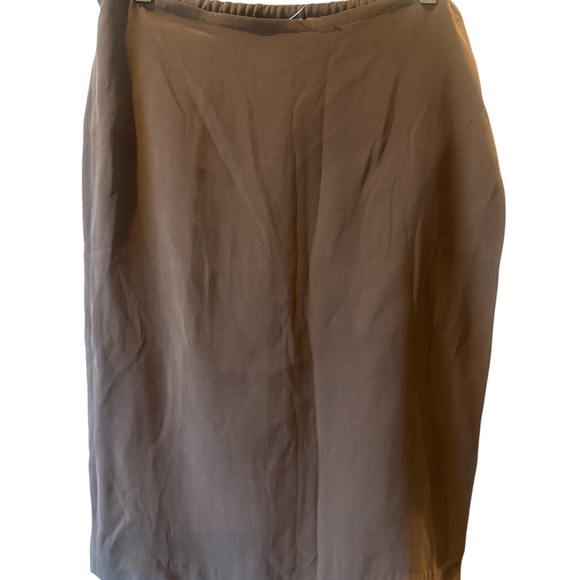 Chicos Platinum Womens Skirt Wrap Midi Brown‎ Silk Spandex Size 3 Large 16-18 - Picture 2 of 9